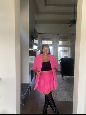 Eloquii Pink Pleated Skirt